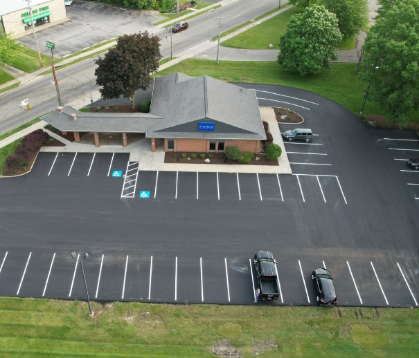 aerial view of completed parking lot